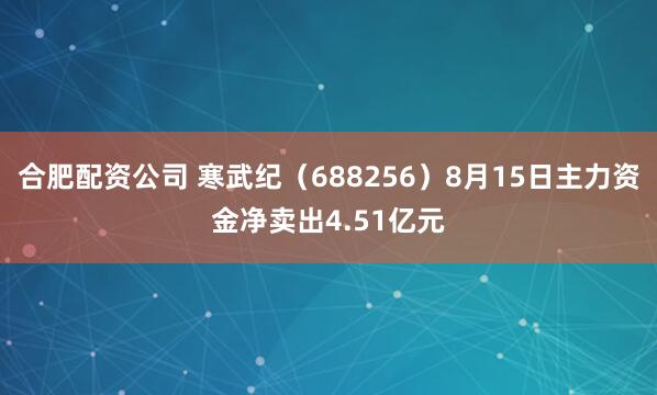 合肥配资公司 寒武纪（688256）8月15日主力资金净卖出4.51亿元